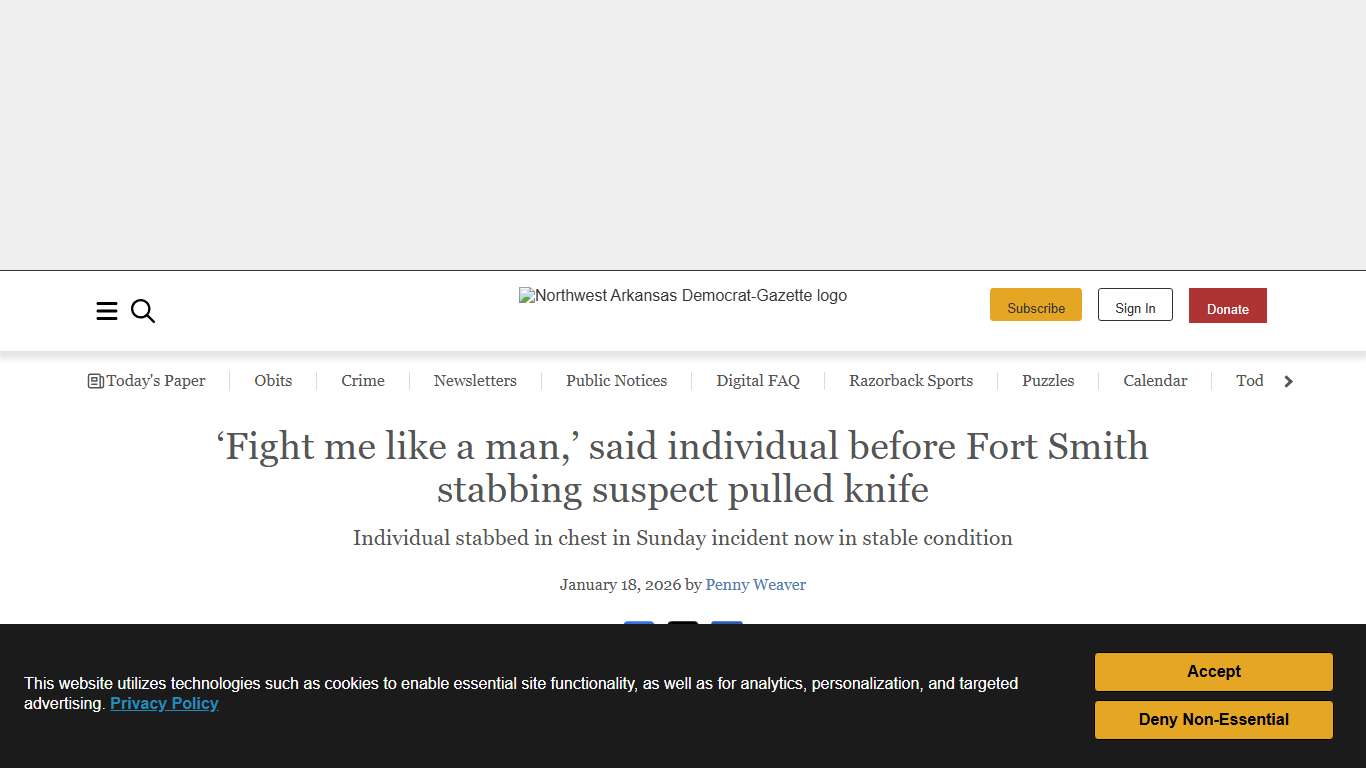 ‘Fight me like a man,’ said individual before Fort Smith stabbing suspect pulled knife | Northwest Arkansas Democrat-Gazette